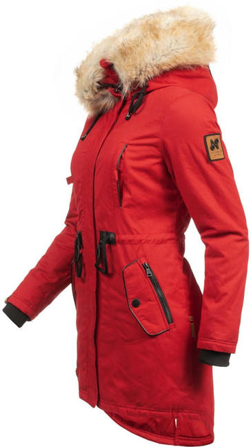 Navahoo Bombii damen Winterjacke mit Fell, rot
