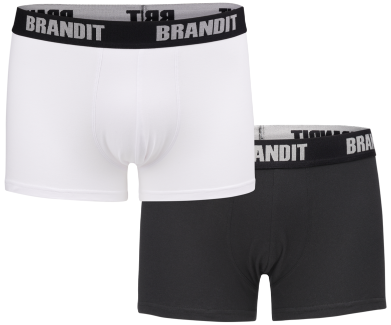 Brandit Boxershorts mit Logo 2tlg., weiß-schwarz