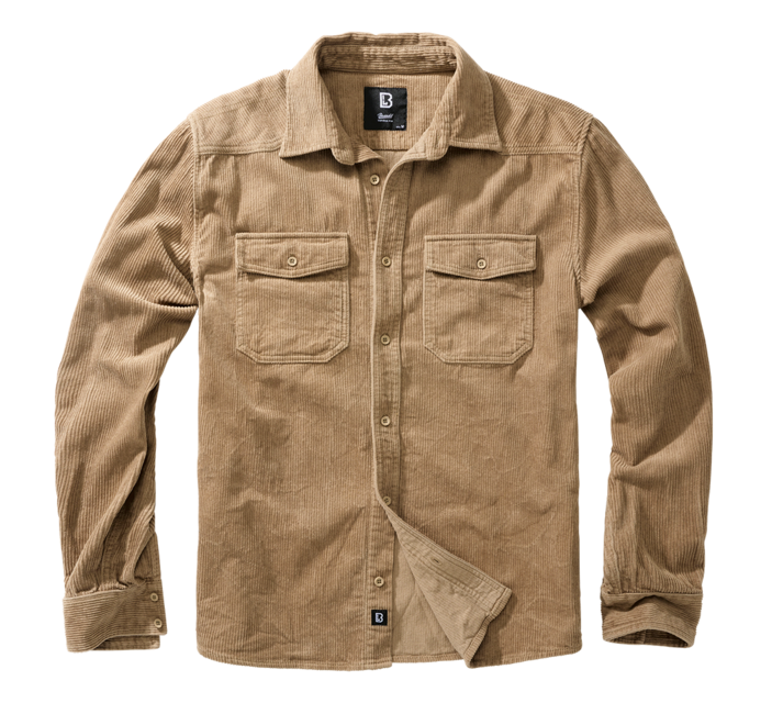 Brandit Corduroy Classic langarmhemd, camel