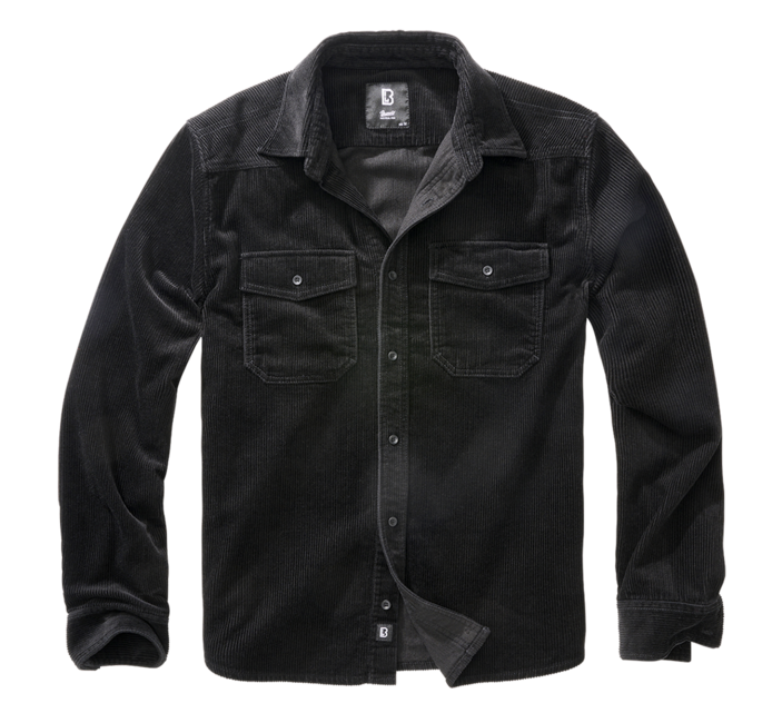 Brandit Corduroy Classic langarmhemd, schwarz