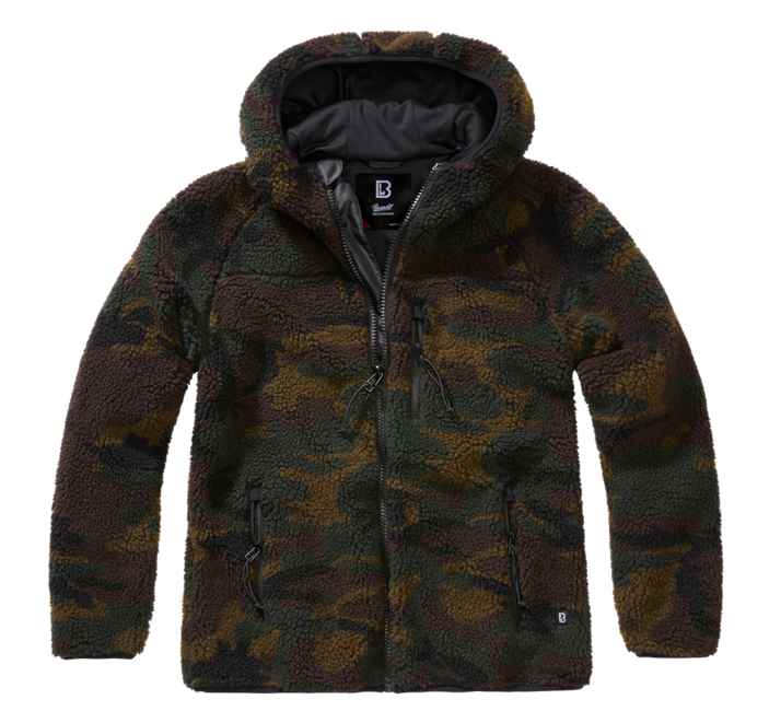 Brandit Teddyfleecejacke mit Kapuze, woodland