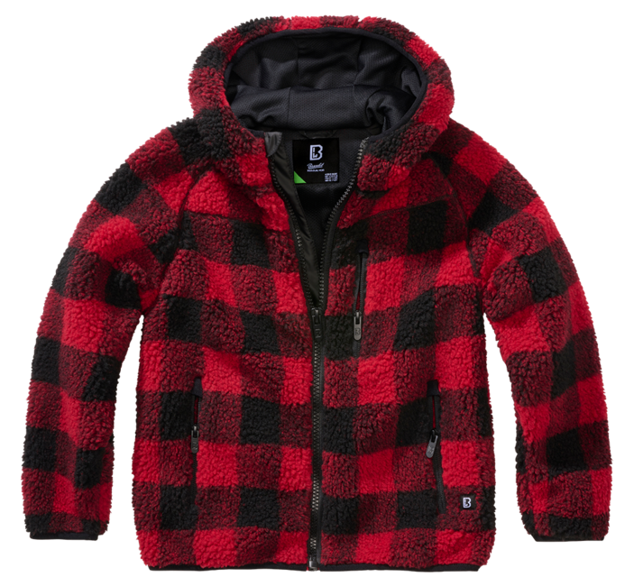 Brandit kinder-Teddyfleecejacke mit Kapuze, rot/schwarz