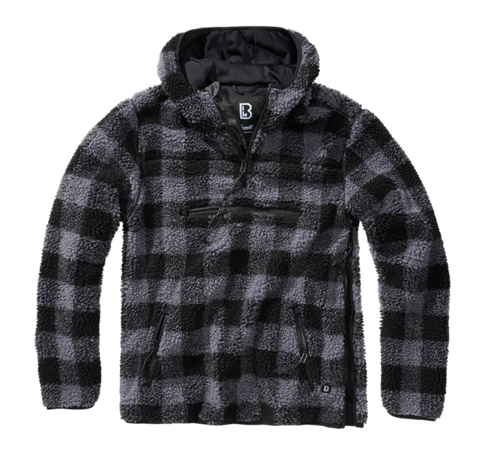 Brandit Teddyfleece Worker Fleecepullover, schwarz/grau