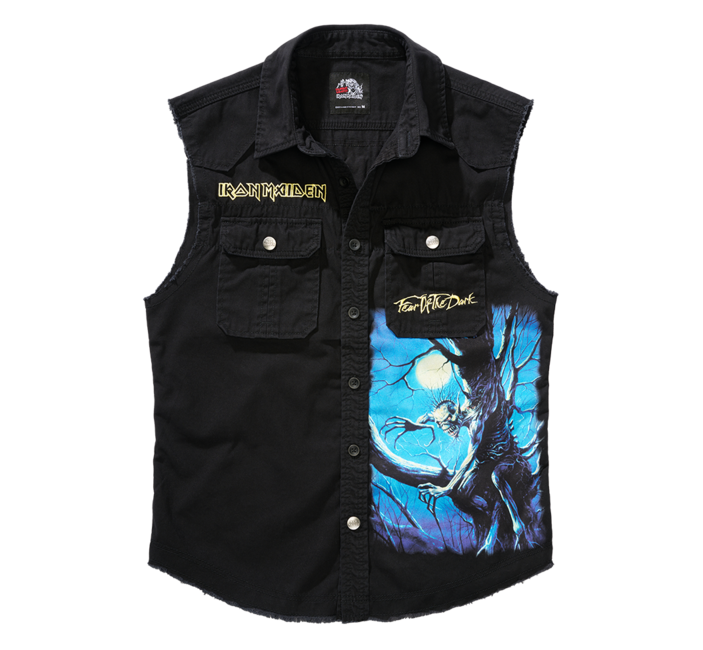 Brandit Iron Maiden Vintage Ärmelloses Hemd, Schwarz
