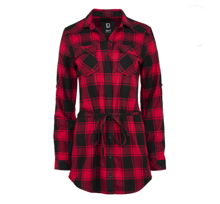 Brandit Lucy damen langes Hemd, rot schwarz