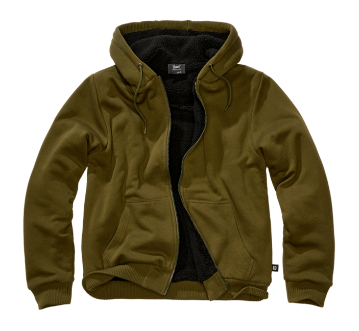 Brandit Sweatjacket herren Kapuzenpullover mit warmem Futter, olivgrün