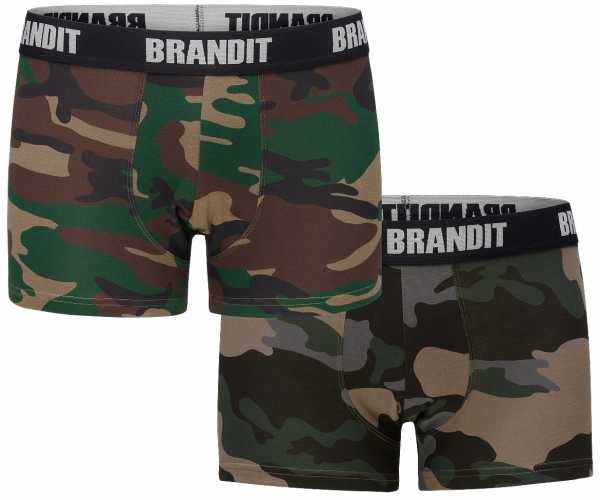 Brandit herren Boxershorts-Set 2-Pack, woodland-darkcamo