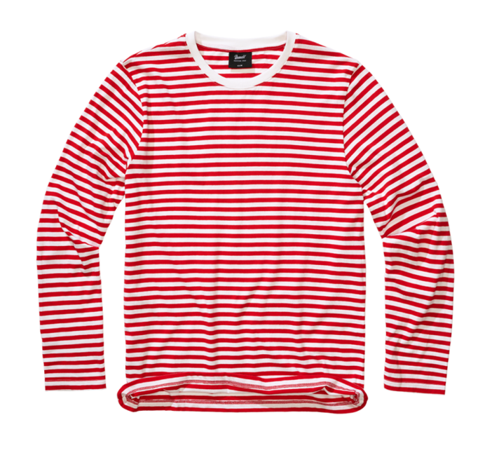 Brandit Navy Striped langarm T-shirt, rot-weiß