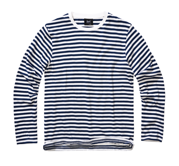 Brandit herren Navy Striped Langarm T-shirt, blau-weiß