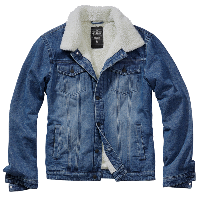 Brandit Sherpa denim jacket with fur, blue