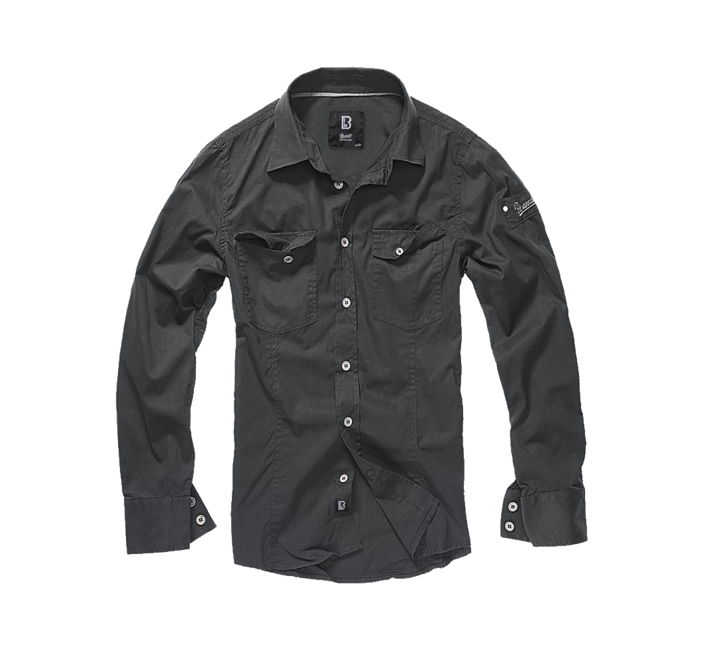Brandit Slim Fit langarmhemd, schwarz