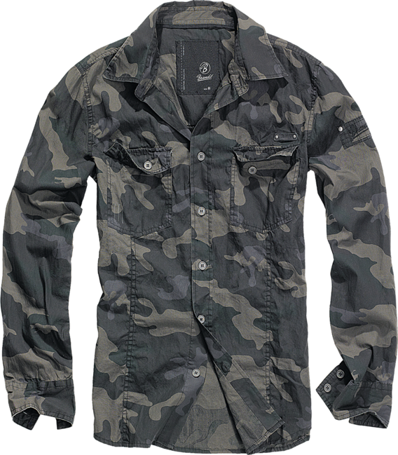 Brandit Slimfit hemd, darkcamo