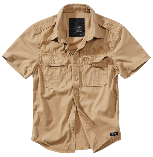 Brandit Vintage herrenhemd mit 1/2-Kurzarm, khaki