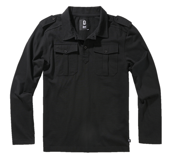 Brandit Willis langarm-poloshirt, schwarz