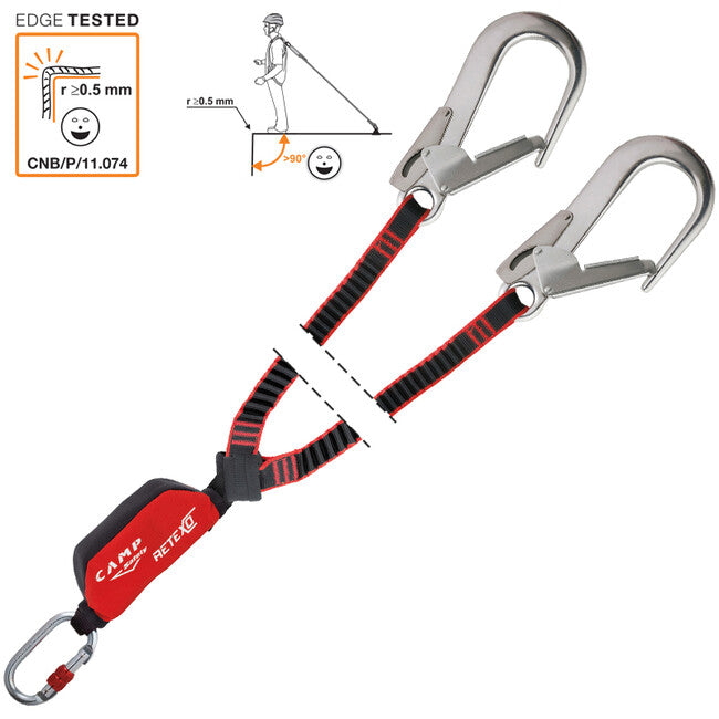 Camp ReTexo Rewind Double sicherheitsgurt mit falldämpfer und elastischen seilen 95 - 135 cm