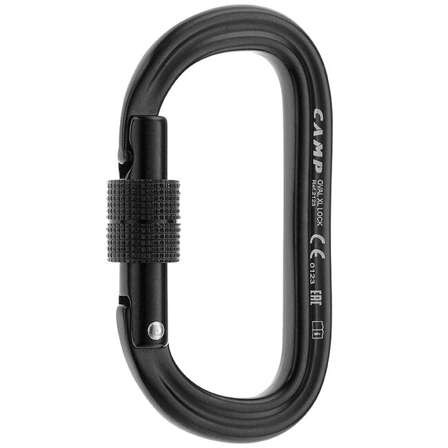Camp Oval XL Lock aluminium-karabiner mit schraubverschluss, schwarz