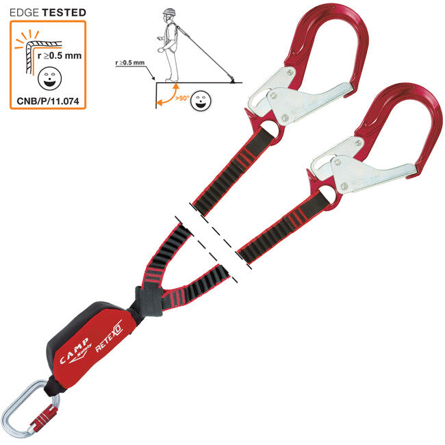 Camp Hook Plus fallschutz- und elastikband-set mit ReTexo Rewind Double 120 - 180 cm handflächenhaken