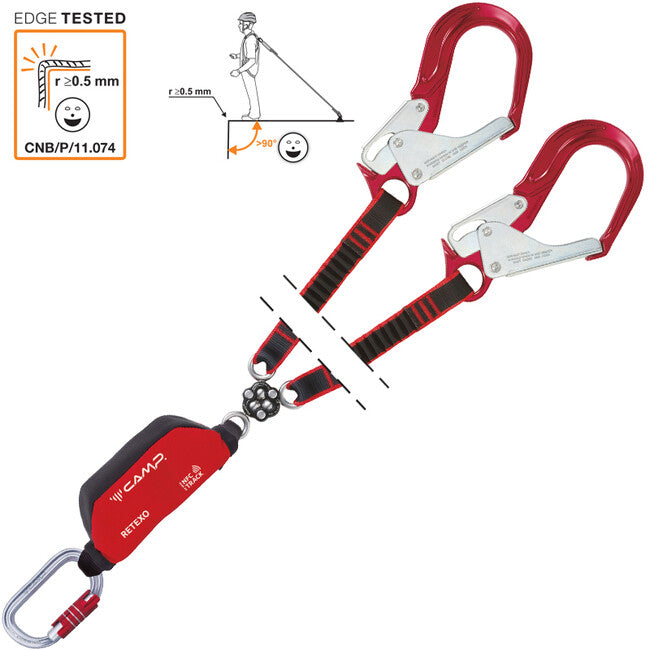 Camp ReTexo Gyro Rewind dampf-falldämpfer mit bügel, elastischen schnüren und sicherheitshaken 125 - 185 cm