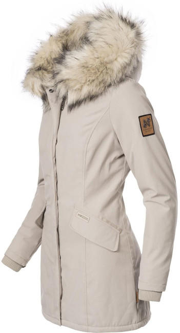 Navahoo Cristal damen Winterjacke mit Kapuze und Fell, beige