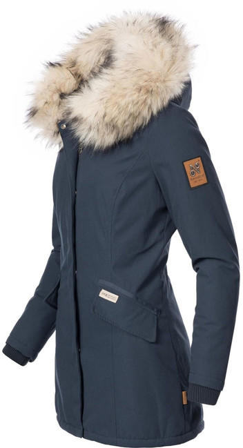Navahoo Cristal damen Winterjacke mit Kapuze und Fell, Navy