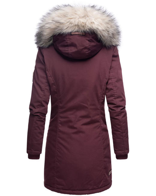Navahoo Cristal damen Winterjacke mit Kapuze und Fell, Weinrot