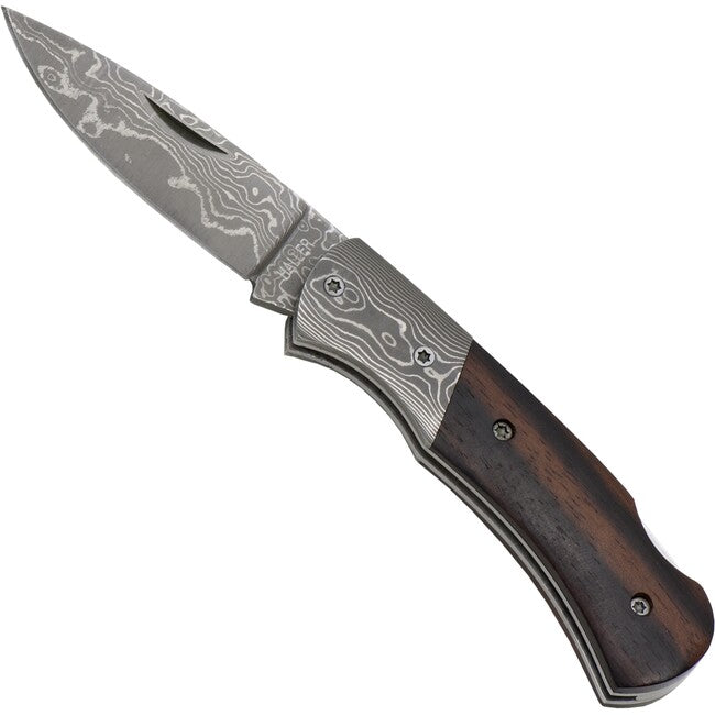 Haller Damast Survivalmesser mit damaststahl damast-tame ebenholzgriff 42969