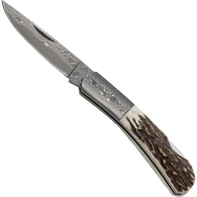 Haller Damast survivalmesser mit damaststahl damast-tame hirschhorngriff
