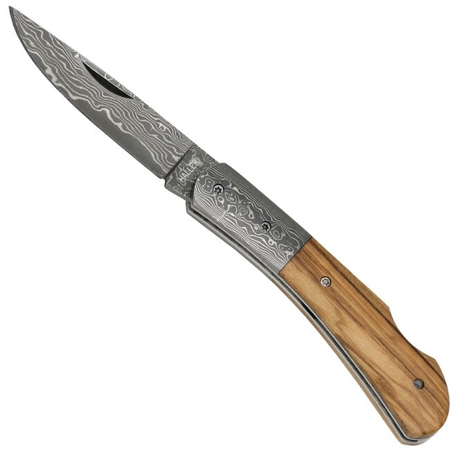 Haller Damast Survivalmesser mit Damaststahl Damast-Tame olivenholz 42965