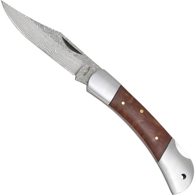 Haller Damast-Tame Damaststahl Damast Survivalmesser Wurzelholz 71Lagen 80624