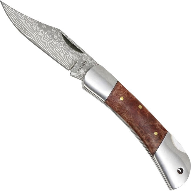 Haller Damast Survivalmesser mit damaststahl damast-tame wurzelholz 71lagen 80621