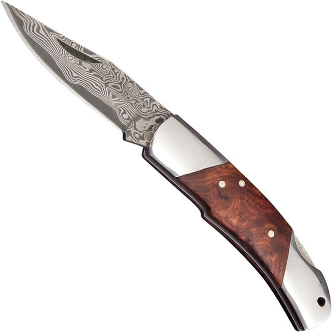 Haller Damast Survivalmesser mit Damaststahl Damast-Tame Wurzelholz 71Lagen 80623