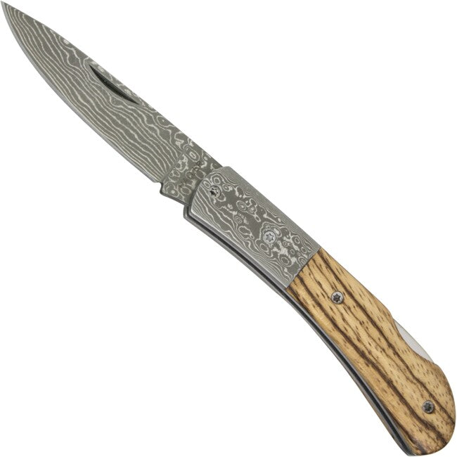 Haller Damast Survivalmesser mit Damaststahl Damast-Tame Zebraholzgriff