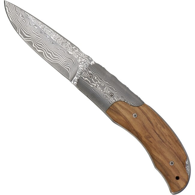 Haller Damast Messer Survival mit Damaststahl Damast- Olivenholz