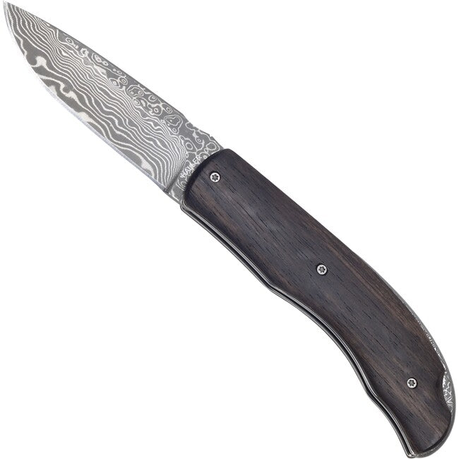 Haller Damast Messer Survival mit Damaststahl Damastta Ebenholzgriff