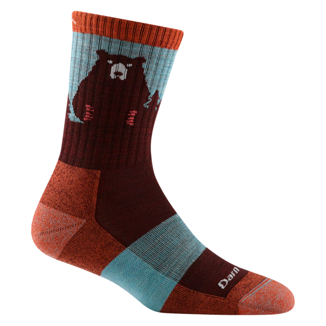 Darn Tough Bear Town Micro Crew socken leichtgewicht mit kissen, burgundy