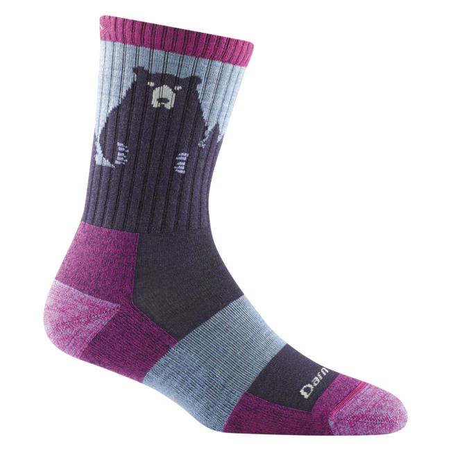 Darn Tough Bear Town Micro Crew socken Leichtgewicht mit Kissen, Purple