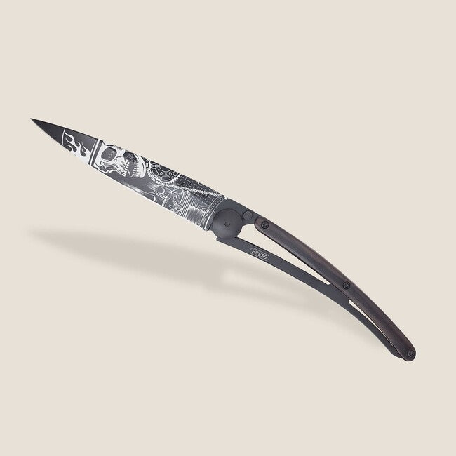Deejo Klappmesser Black Tattoo Biker Ebenholz Ride or Die