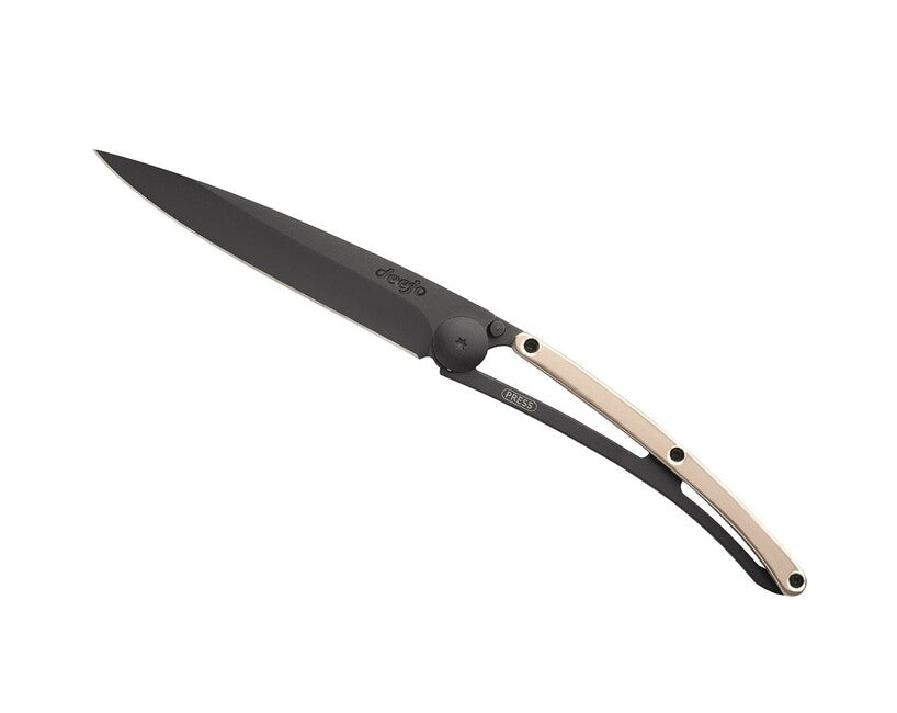 Deejo Schließmesser GOLD schwarz 18kt Roségold