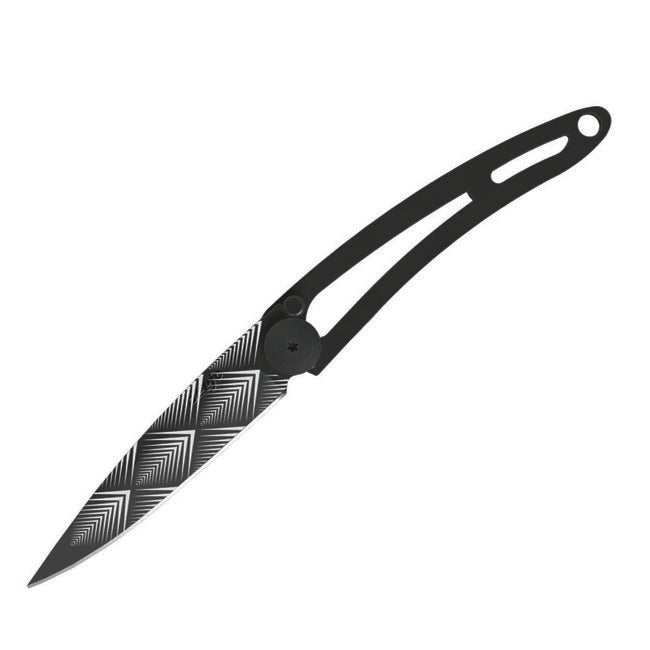 Deejo naked Klappmesser, black tattoo art deco