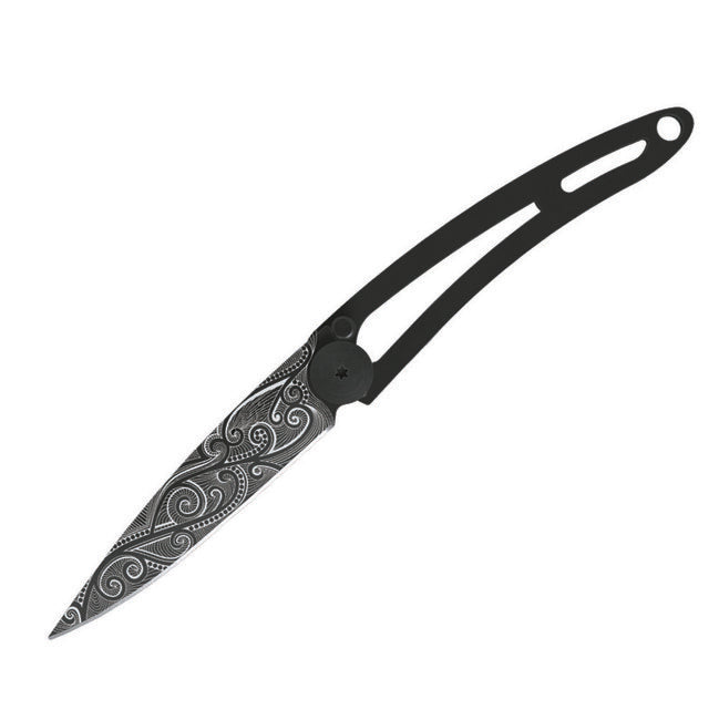 Deejo naked Schließmesser, black tattoo pacific