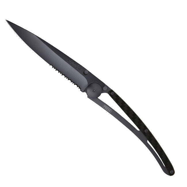 Deejo Serration schließmesser, black carbon