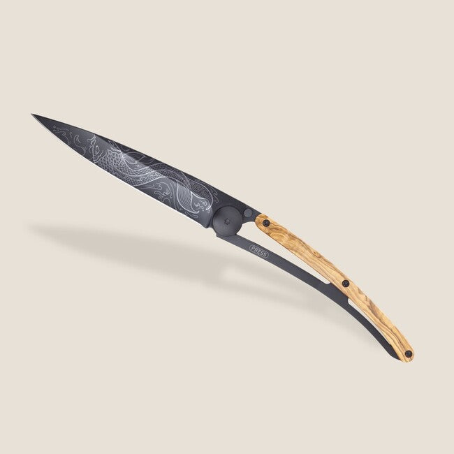 Deejo Tattoo Schließmesser Pisces Black olive wood