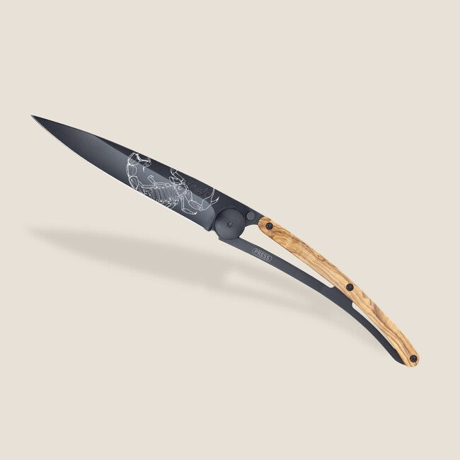 Deejo Tattoo Schließmesser black olive wood Scorpio
