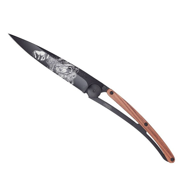 Deejo Tattoo Schließmesser grizzly black coralwood