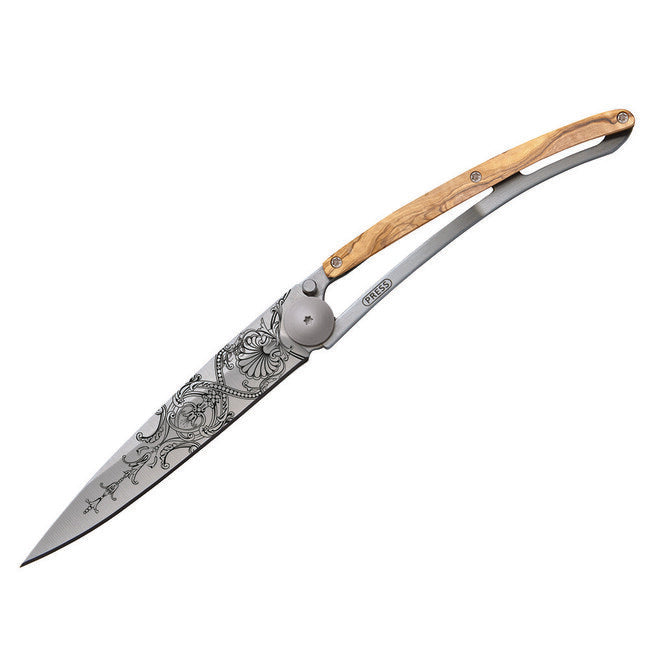 Deejo Tattoo Schließmesser olive wood Versailles