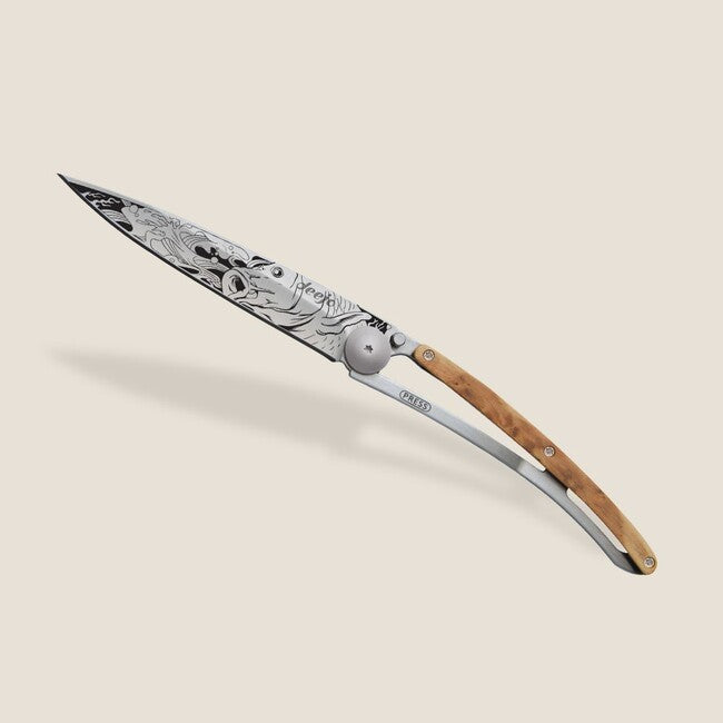 Deejo Tattoo wood schließmesser Bull