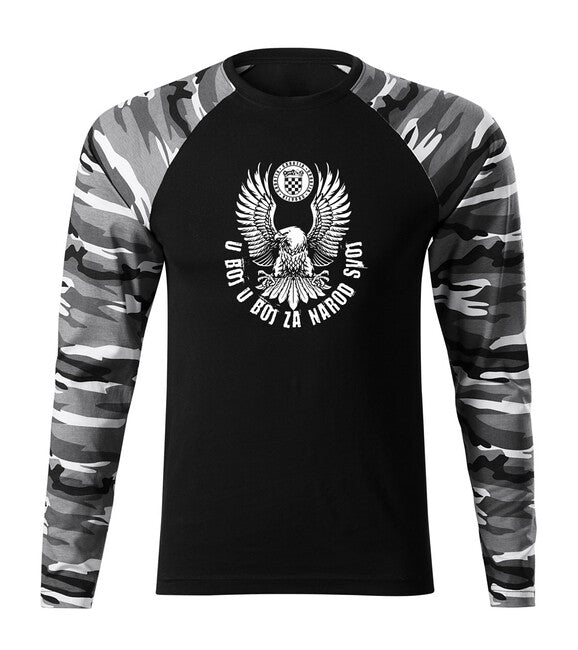 DRAGOWA Fit-T Langarmshirt HR Adler "u boj u boj za narod svoj", metro