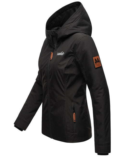 Marikoo BROMBEERE damen-Übergangsjacke mit kapuze, schwarz