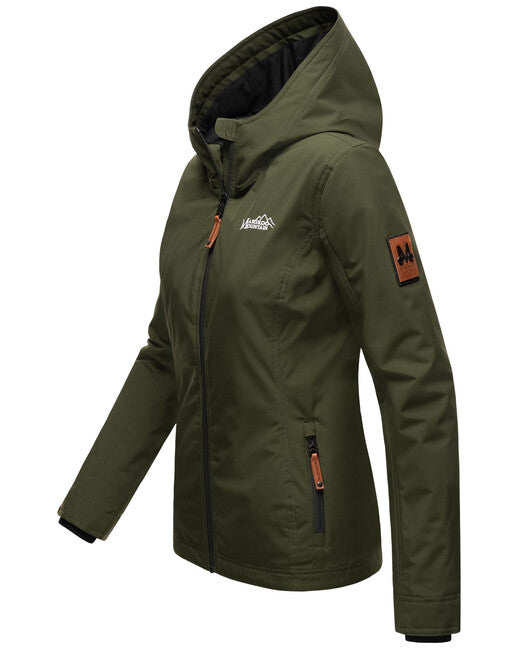 Marikoo BROMBEERE damen-Übergangsjacke mit Kapuze, oliv
