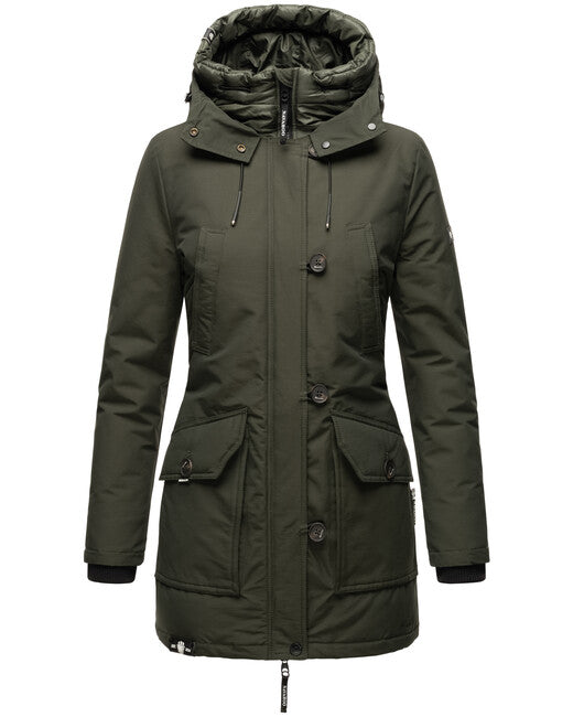 Navahoo Freezestoorm damen Winterjacke mit Kapuze, olivgrün